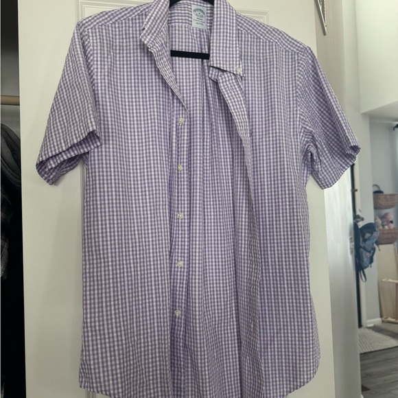 Brooks Brothers Purple Gingham Men's Shirt Size Medium - Picture 1 of 5
